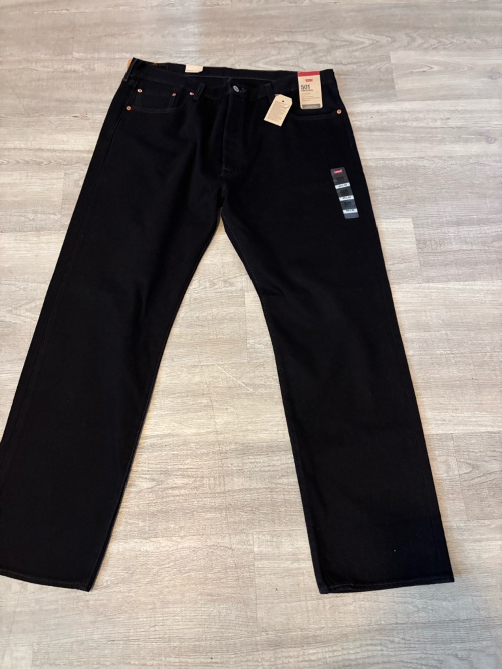 Levis 501 Jeans Mens Measured 40x32 Black Button Fly Straight Leg 100% Cotton